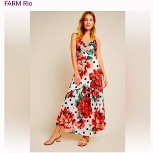 FARM Rio Floral Maxi Dress - Red and Green